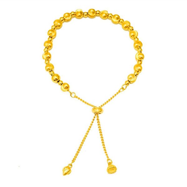 

link, chain 2021 vintage 24k gold color couple bracelet on hand charm beads bangles lotus bracelets for women lucky wedding jewelry, Black