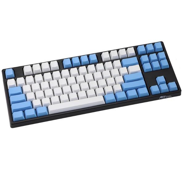 

keyboards blank 87 keys ansi iso layout thick pbt keycap white blue raindrop color matching keycaps oem