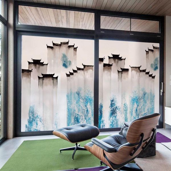 

window stickers glass transparent opaque classical style living room sliding door matte decoration