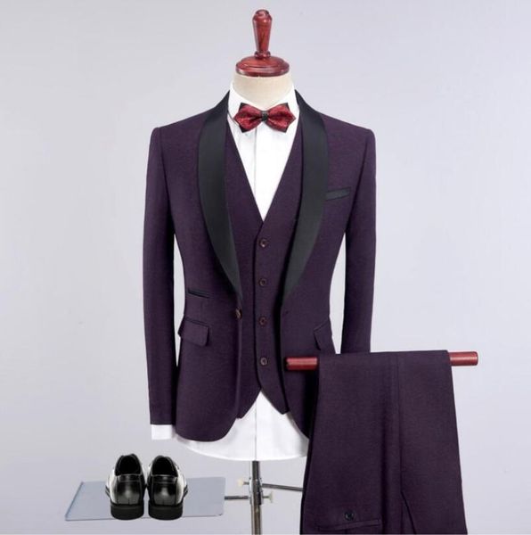 

men's suits & blazers mens shawl lapel 3 piece wedding suit slim fit formal casual groom tuxedos single breasted jacket blazer evening, White;black
