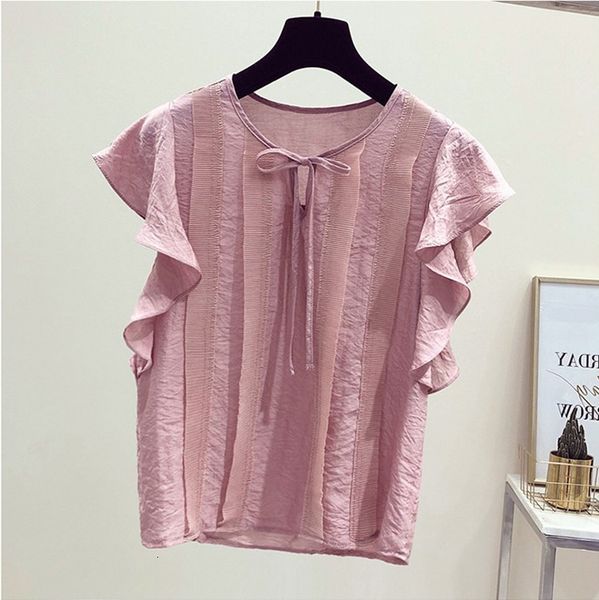

T-shirt T-shirt New Short Sleeve Chiffon shirt with ruffles for women, White