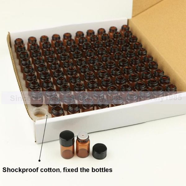 

storage bottles & jars 100pcs 1ml 2ml 3ml 5ml drams amber glass bottle with plastic lid insert essential oil vials perfume sample test box