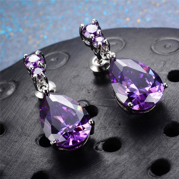 

earrings atmospheric women's water drop zircon copper fashion stud, Golden;silver