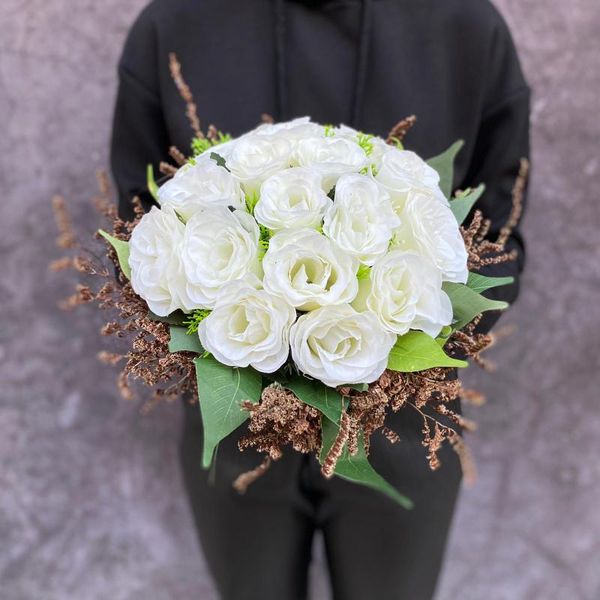 

bridal veils bouquet white rose and collar flower, Black