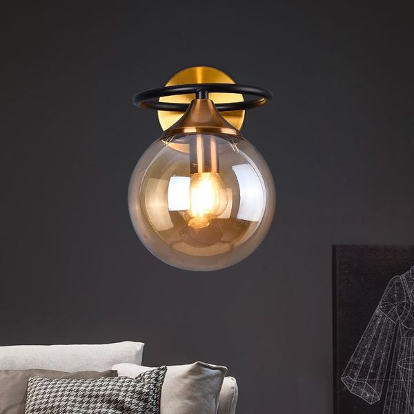 

nordic bedside aisle iron glass ball personalized creative room wall lamp