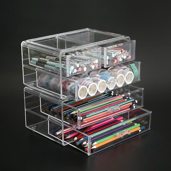 

transparent makeup organizer cosmetic storage box drawer deskjewelry stationery bins lipstick beauty boxes &