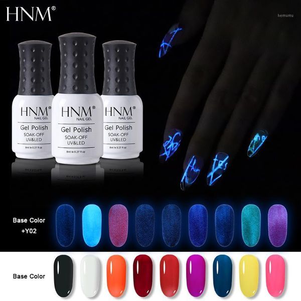 

8ml fluorescent luminous gel nail polish glow in the dark uv led lamp soak off primer manicure art1, Red;pink