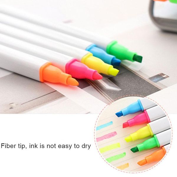 

highlighters 5 color art marker highlighter pen set thick tip student home office fluorescent sketching markers stationery, Black;red