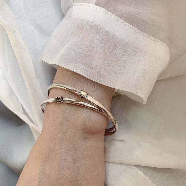 

925 sterling silver 2020 minimalist design smile bracelet cute gift, Black