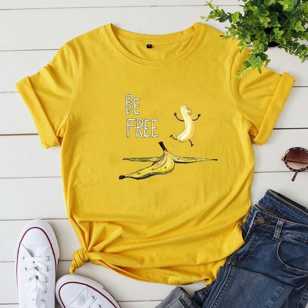 

women's t-shirt be harajuku funny banana women cartoon t-shirts hipster humor printed short sleeve cotton tee shirt camisetas, White