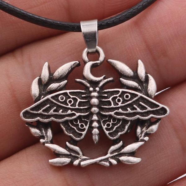 

pendant necklaces wicca moon pagan dead moth pendants cute accessories for women bijoux, Silver