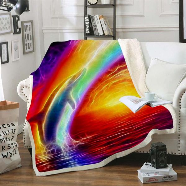 

blankets fashion lovely dolphin 3d printed sherpa blanket