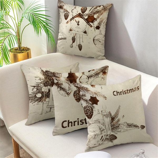 

cushion/decorative pillow nanacoba white case home decor merry christmas gift throw pillows cover single side linen sofa car cushion 45x45cm