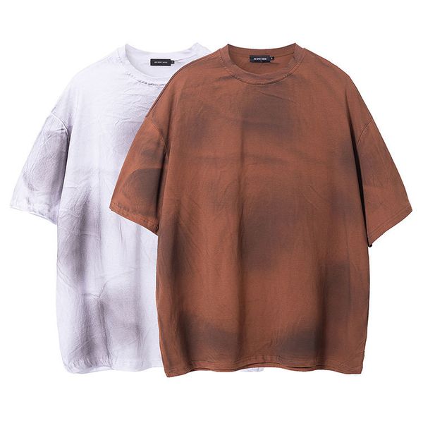 

2021oversize t-shirt cotton t-shirt hip hop short sleeve solid tee summer streetwear, White;black