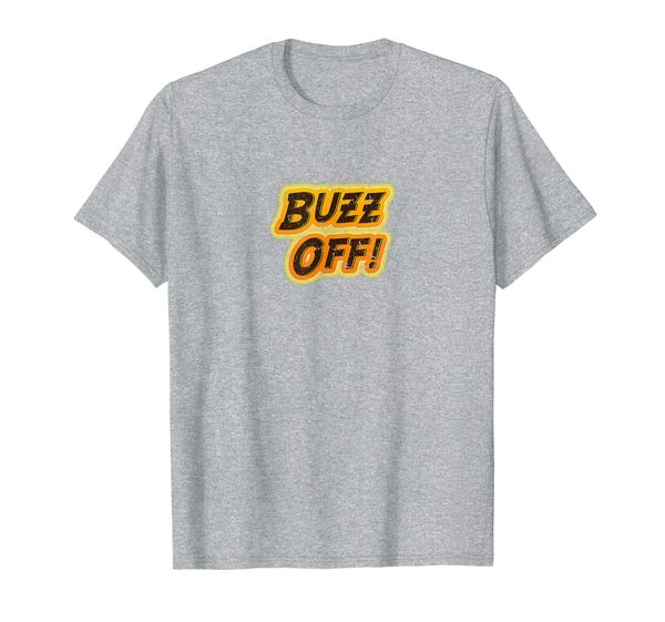 

buzz off t shirt retro style 60s 70s distressed antisocial, White;black