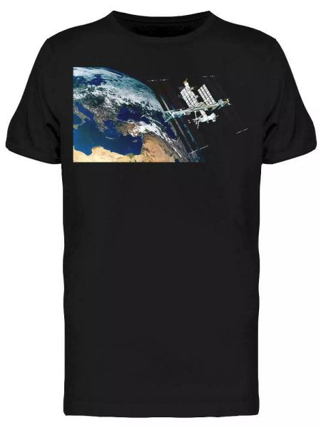 

a space station orbiting earth tee men's -image by shutterstock, White;black