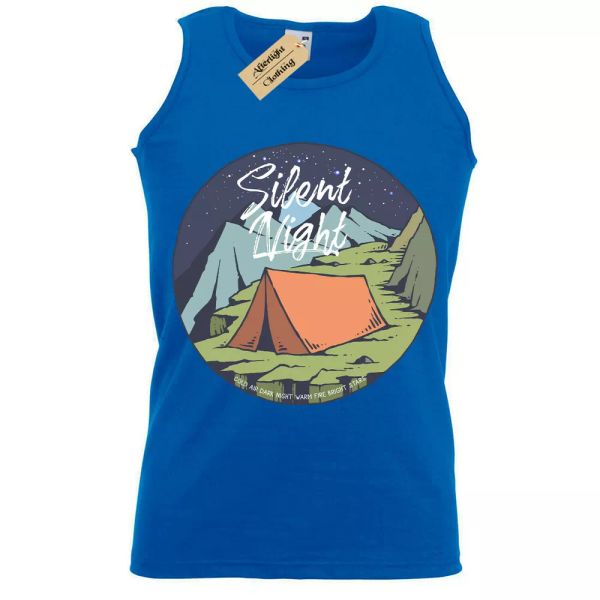

Silencioso Noche Camiseta Campamento Tienda Camping Chaleco Hombre, White;black