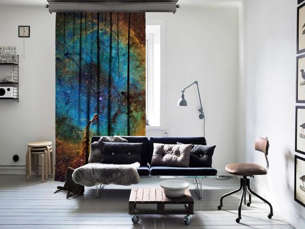 

cipcici ''the eye'' space curtain one piece kids living room man child woman elite blue plain interstellar & drapes