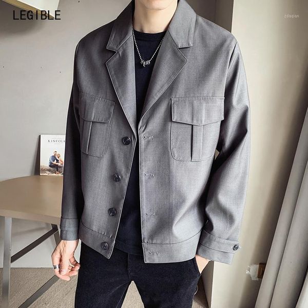 

legible 2021 spring autumn casual mens blazers loose suit jacket solid male clothing men's suits, White;black