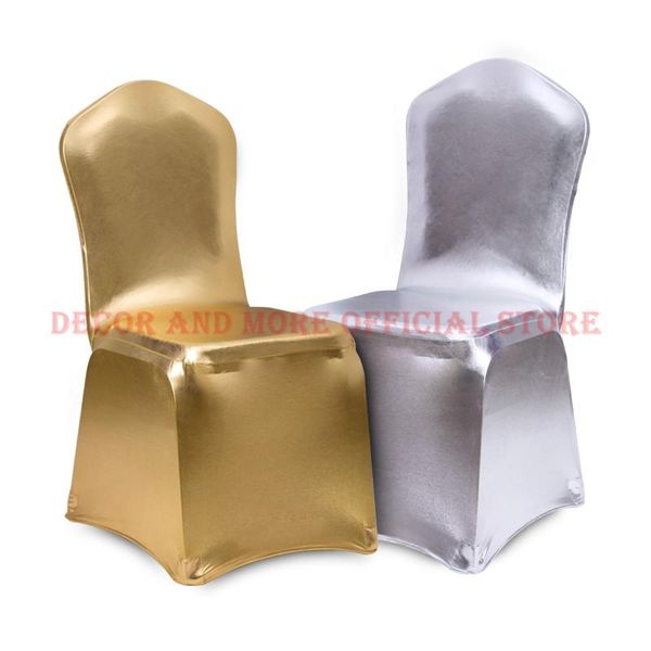 

chair covers 50pcs decoration gold silver cover spandex for el banquet universal wedding dining wholesale