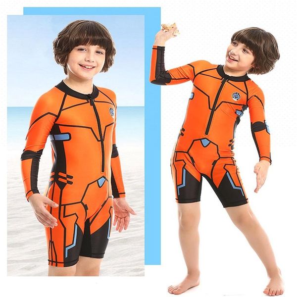 

one-pieces 2021 children's swimwear boy quick dry zipper waterproof bathing suit one piece kids swimsuit for surfing diving swimming, Black