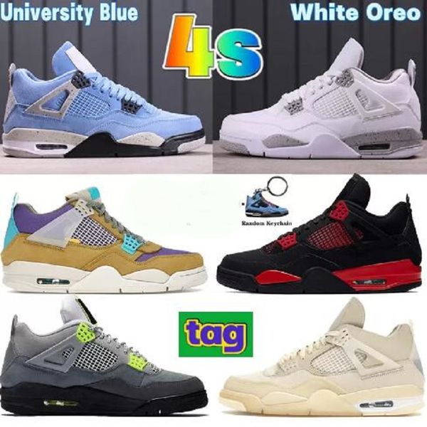 

with box 2022 university blue 4 4s mens basketball shoes white oreo metallic purple desert moss black cat shimmer bred se neon men women sne