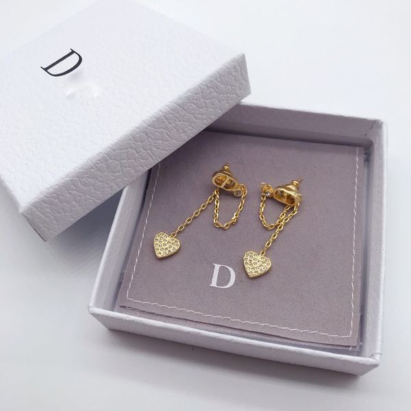 

luxury jewelry silver needle family love tassel letter earrings, Golden