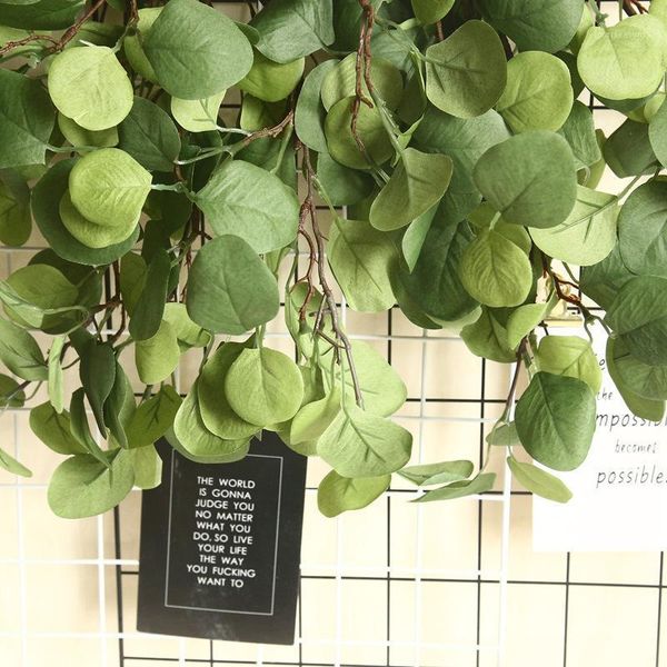 

decorative flowers & wreaths artificial eucalyptus willow leaves branch wedding greenery home decor outdoor party table wall green decoratio