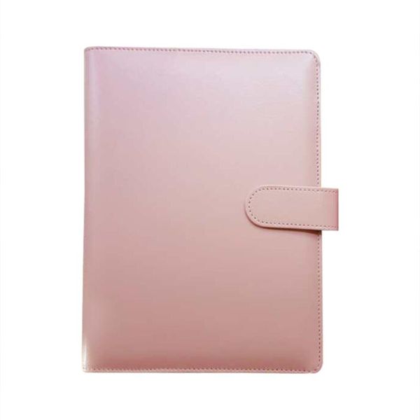 

binder notebook loose-leaf with pu leather cover for diary journal travel(pink) notepads, Purple;pink