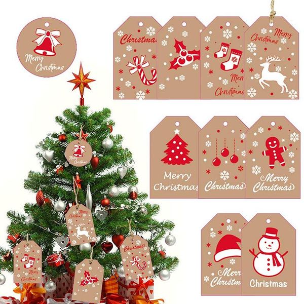 

greeting cards 1 set christmas kraft paper tag card with rope decorations gift box labels party supplies navidad xmas year
