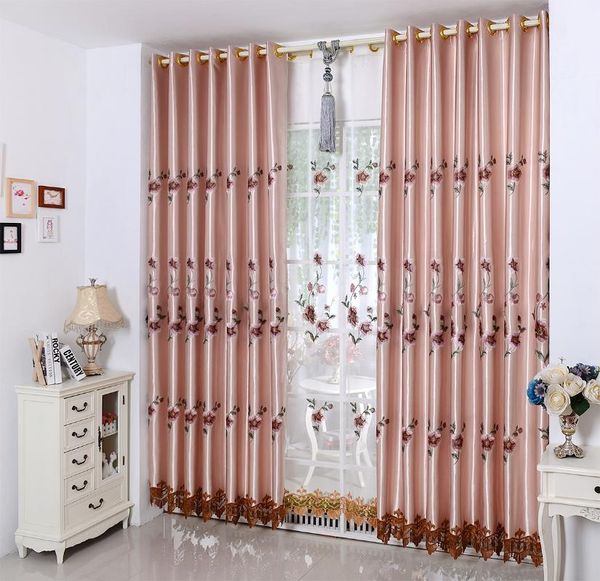 

modern and simple imitation silk shading fabric curtains water-soluble embroidered living room bedroom curtain & drapes