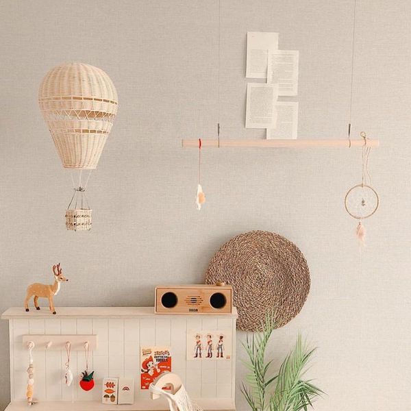 

decorative objects & figurines handmade kids room decoration nordic style children bedroom kindergarten rattan weaven air balloon craft wall