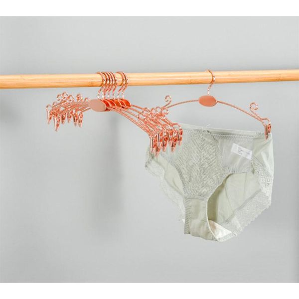 

hangers & racks non-slip metal clothes hanger with clips alloy underwear clothespin bra socks panties clip drying organizer