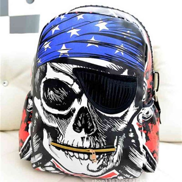 

backpack fashion student korean trendy men's personalized street pirate skull leisure sports bag