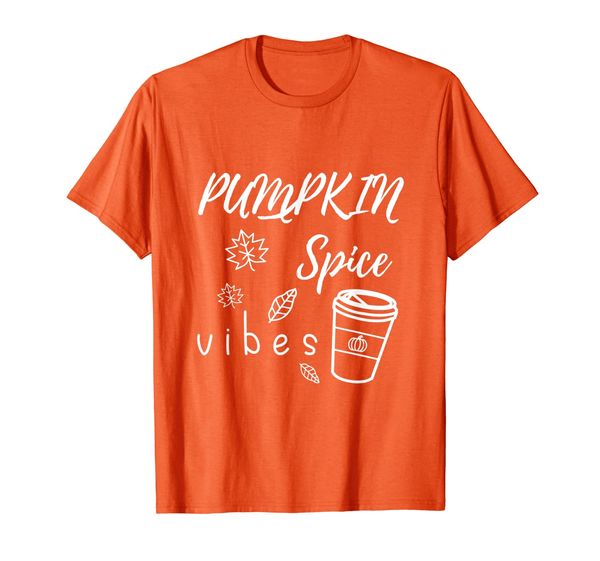 

pumpkin spice vibes and falling leaves autumn lover gift t-shirt, White;black