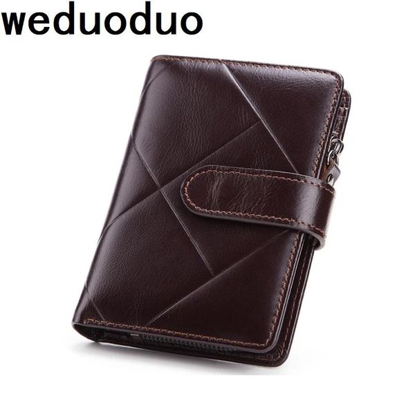 

wallets weduoduo genuine leather mens wallet man cowhide cover coin purse small brand male credit&id multifunctional fashion walets, Red;black
