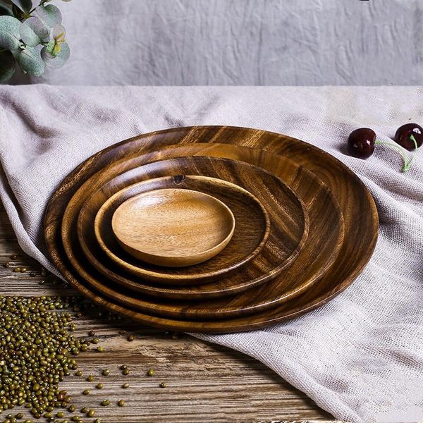

dishes & plates large size wooden saucer coffee tea trays cake fruit dessert dinner bread wood storage plate