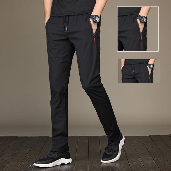 

men's pants 2021 spring and summer casual korean slim solid color elastic, Black