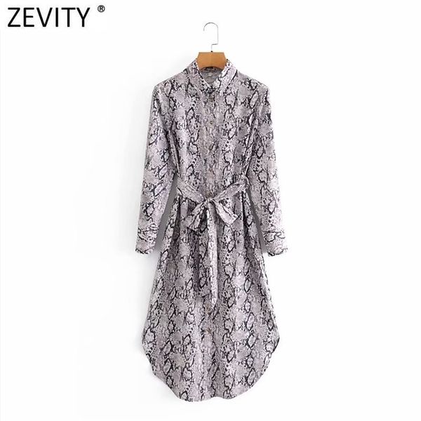 

women snake skin print bow tied sashes midi dress office lady long sleeve casual business a line vestido ds4771 210416, Black;gray