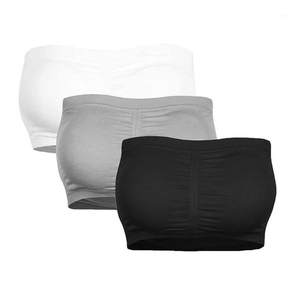 

bustiers & corsets 6xl plus size strapless bra double layers bandeau tube removable padded stretchy seamless crop spaghetti strap, Black;white