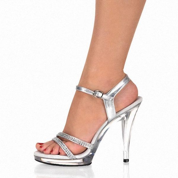 

mclubgirl 13cm heels round head diamond silver star belt buckle super high heel women's thin thick bottom sandals lyp, Black