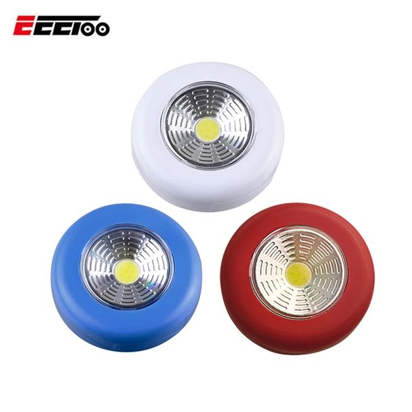 

battery powered cob round led touch light under cabinet led wireless wall lamp easy to use closet kitchen night lights for home
