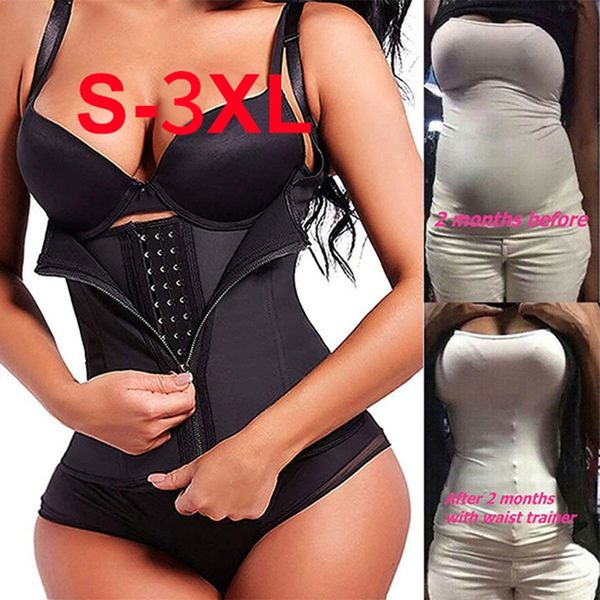 

women waist trainer corset zipper vest body shaper cincher shapewear slimming sports girdle neoprene sauna tank top