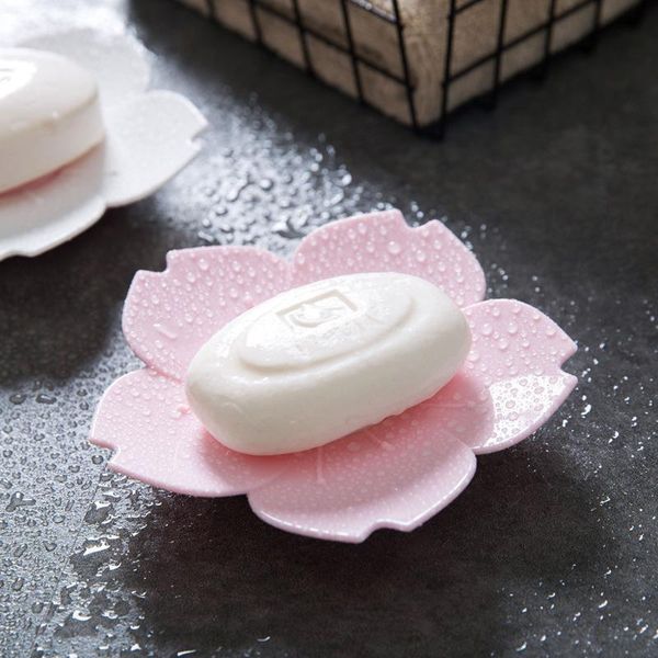 

soap dishes 1pcs sakura-shaped box double layer draining cute mini bar holder tray for bathroom counter save dish