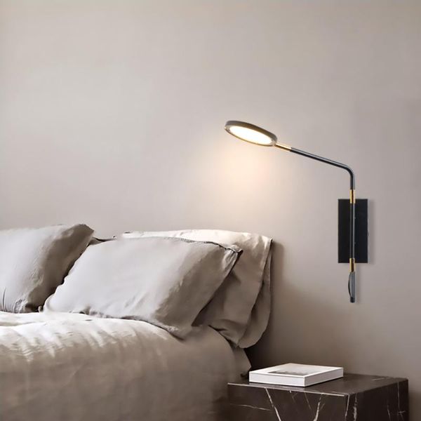 

wall lamp modern light luxury simple bedroom rotatable nordic bedside creative study design sense net red reading