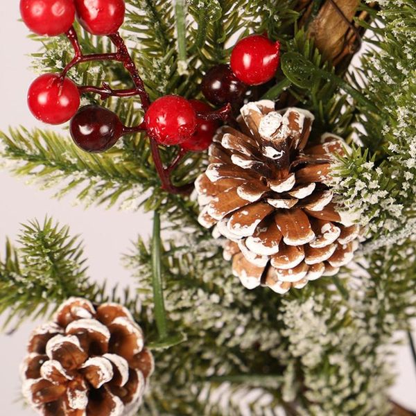 

christmas wreath white pinecone red fruit garland frosted flocking pendant decoration decorative flowers & wreaths