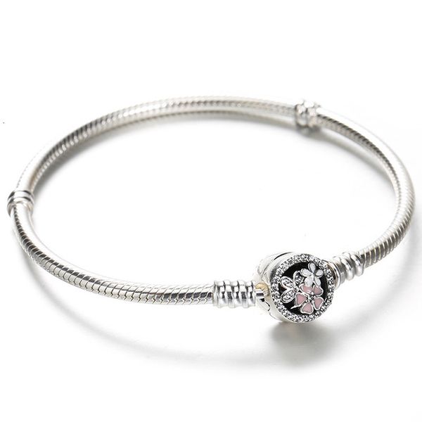 

women pink enamel moments bracelet original box for pandora 925 sterling silver poetic blooms clasp charm set wedding jewelry, Golden;silver