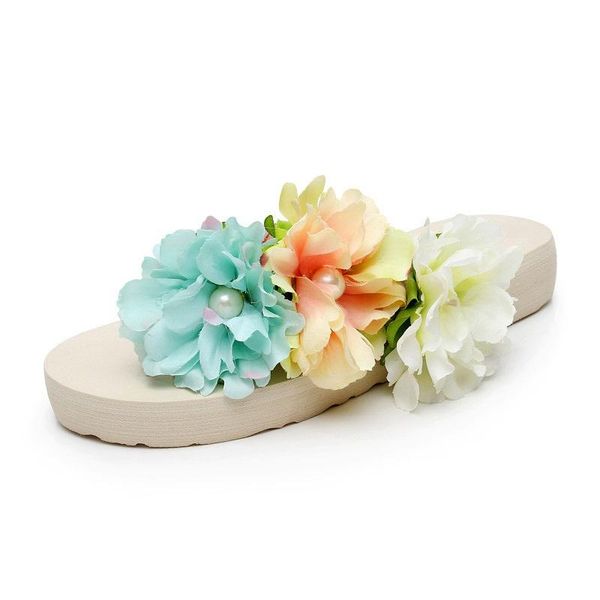

sandals parental slippers girl floral bohemia flat summer 2021 children's flip flops beading beach girls, Black;red