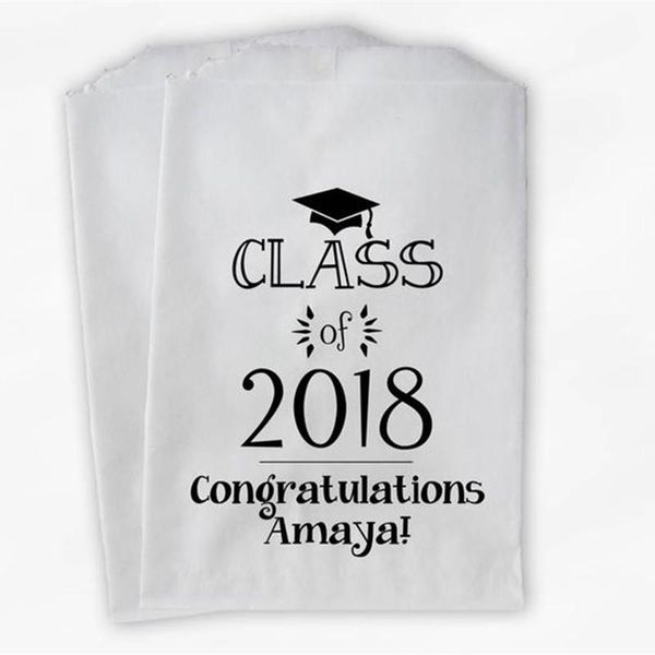 

gift wrap custom class of 2021 personalized treat bags - black & white high school graduation party favor in colors