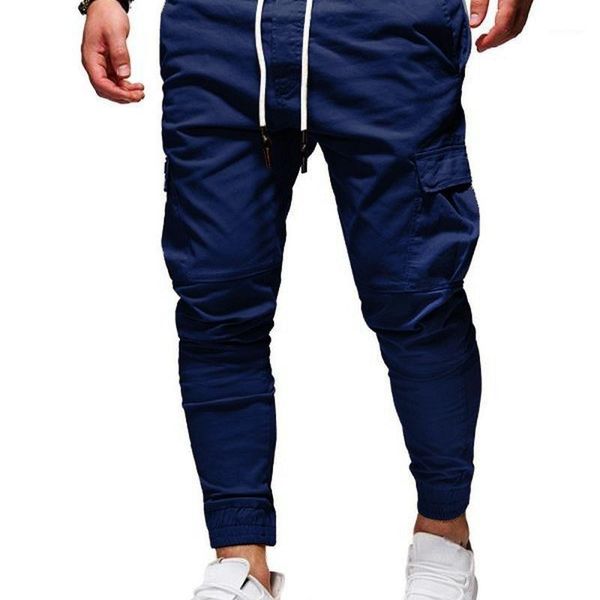 

men's pants linling 2021classic three-dimensional patch pockets feet tethered stretch sweatpants mid-length casual jogging, Black